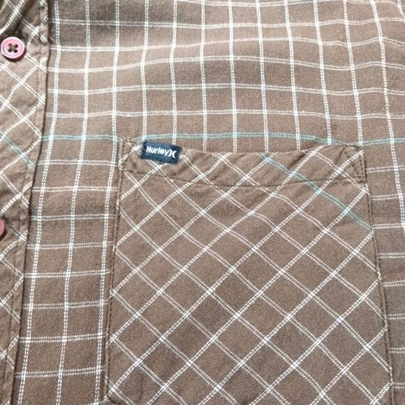 Hurley Shirt Mens Large Plaid/Check Button Down/Front Long Sleeve 100% Cotton - Picture 7 of 11